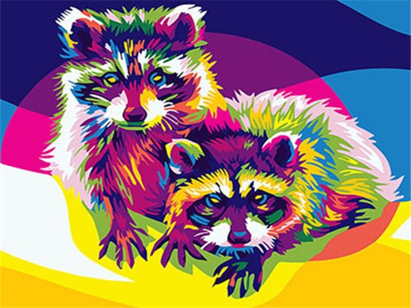 Racoons Colorés Peinture par Numéros