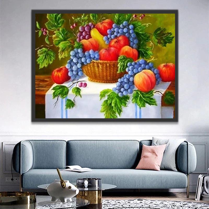 Raisins et Pommes Rouges Peinture par Numéros