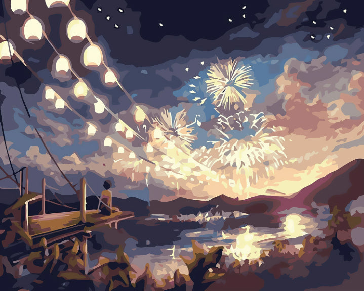 Regarder les Feux d'Artifice sur la Jetée Peinture par Numéros
