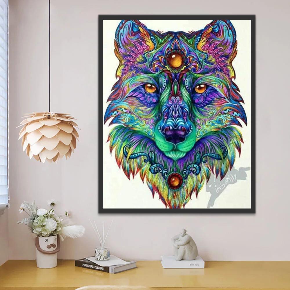 Renard avec Totem Peinture par Numéros