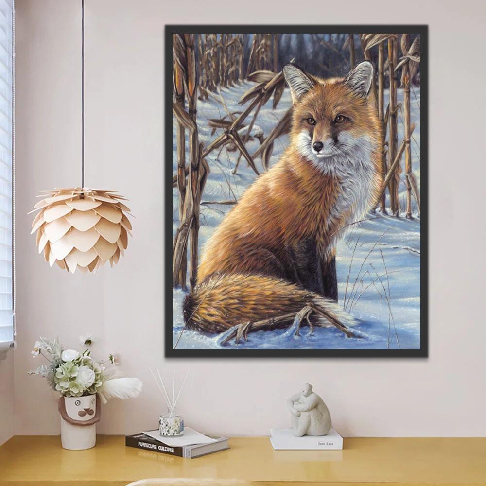 Renard dans la Neige Peinture par Numéros