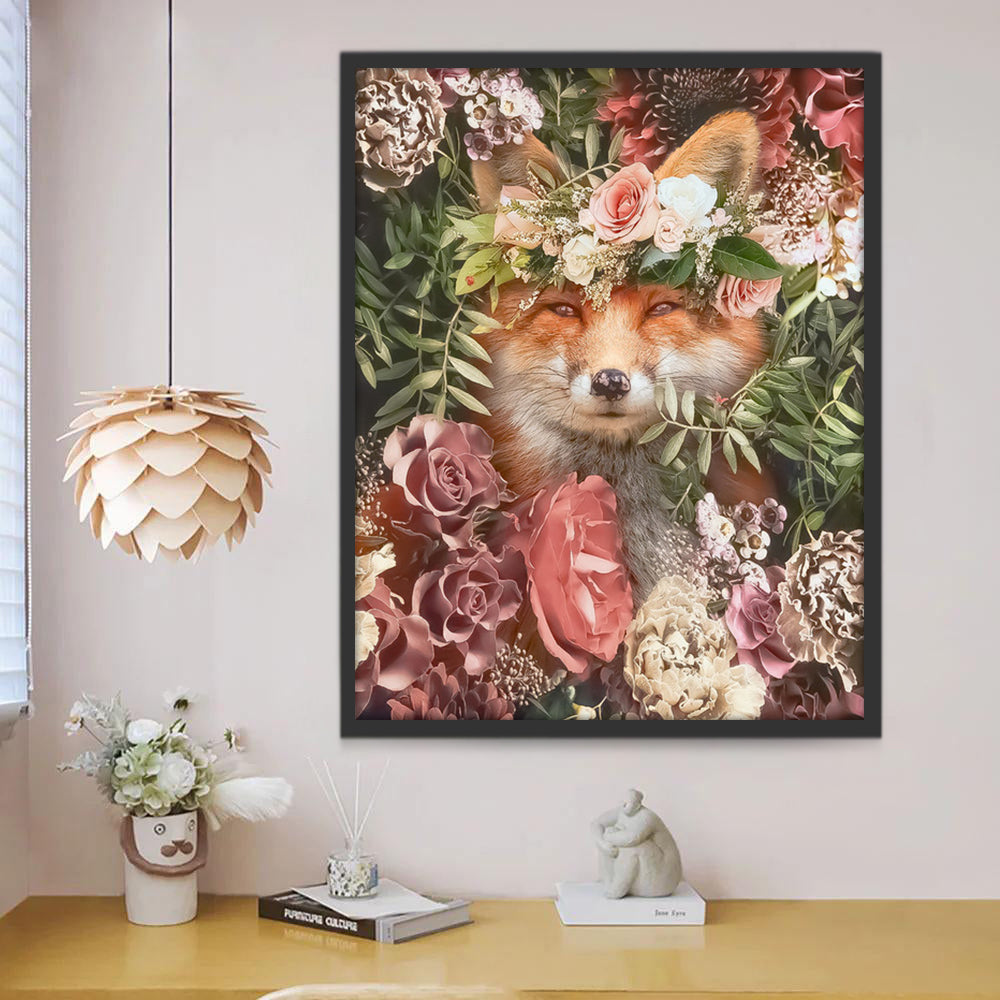 Renard et Fleurs Peinture par Numéros
