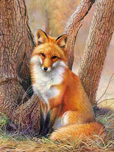 Renard et l'Arbre Peinture par Numéros