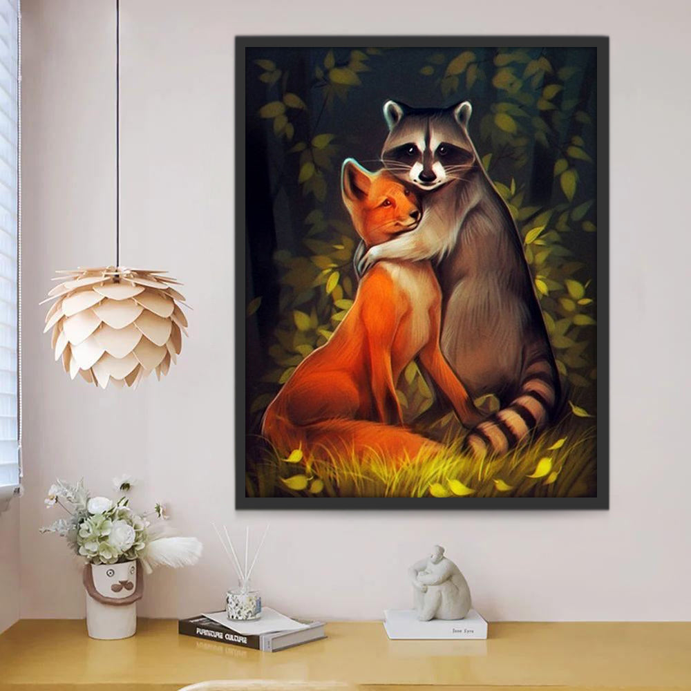 Renard et Racoon Peinture par Numéros