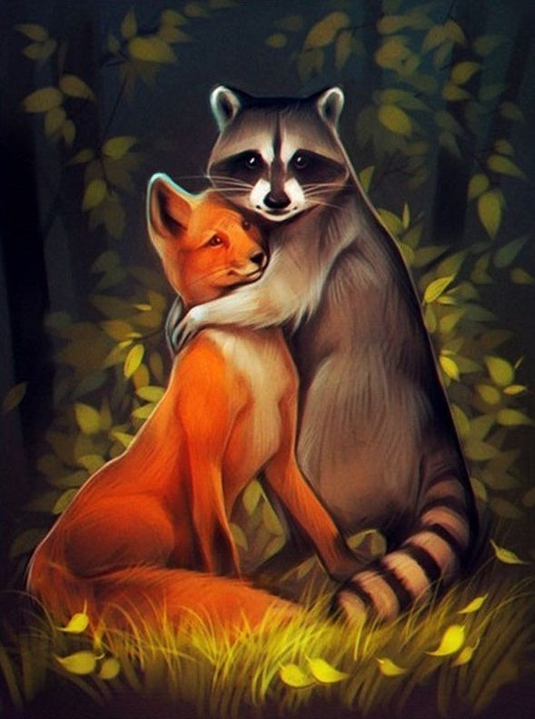 Renard et Racoon Peinture par Numéros