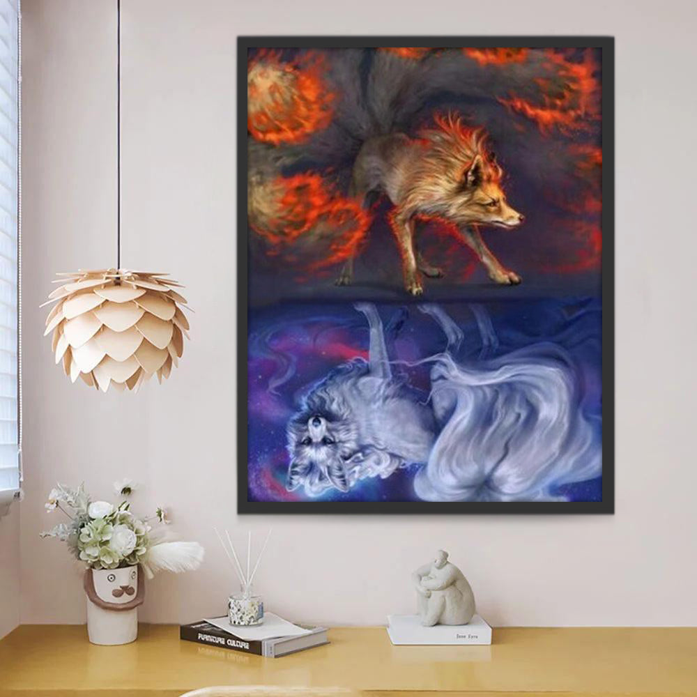 Renard Feu et Eau Peinture par Numéros