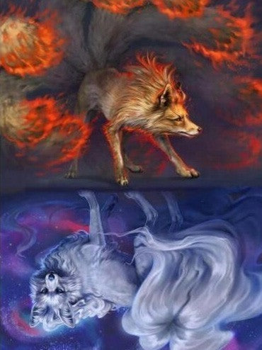 Renard Feu et Eau Peinture par Numéros