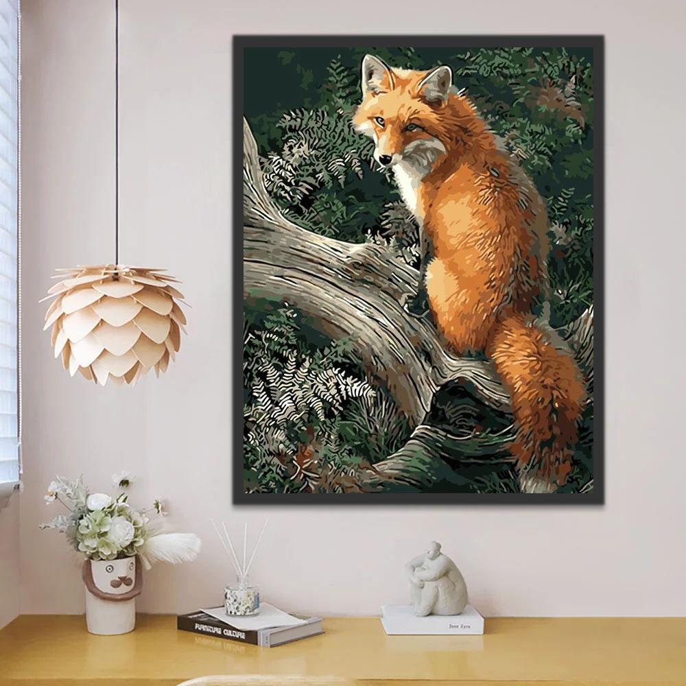 Renard sur la Branche Peinture par Numéros