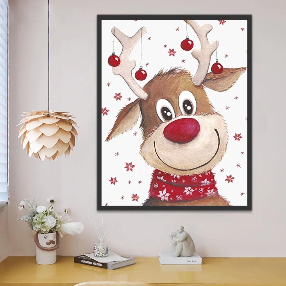 Renne à Gros Nez de Noël Peinture par Numéros