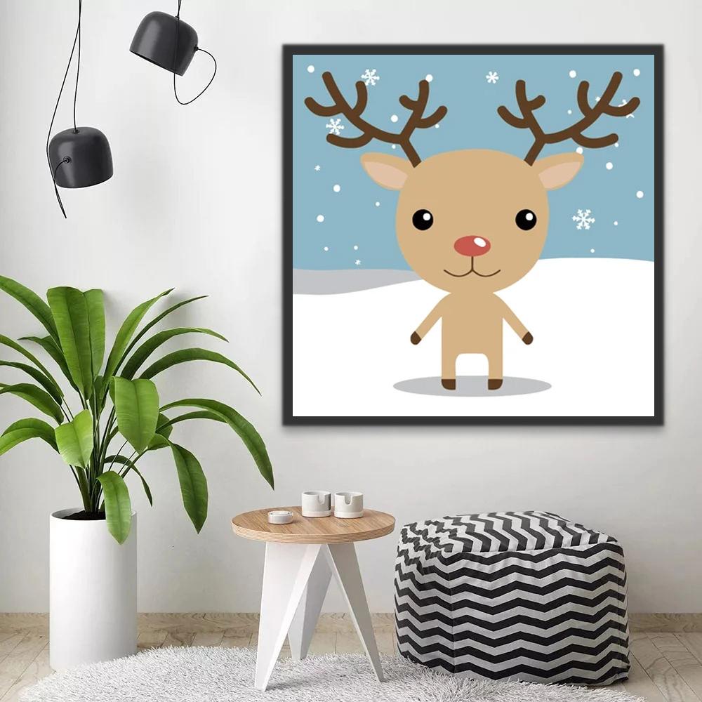 Renne Cartoon de Noël Peinture par Numéros