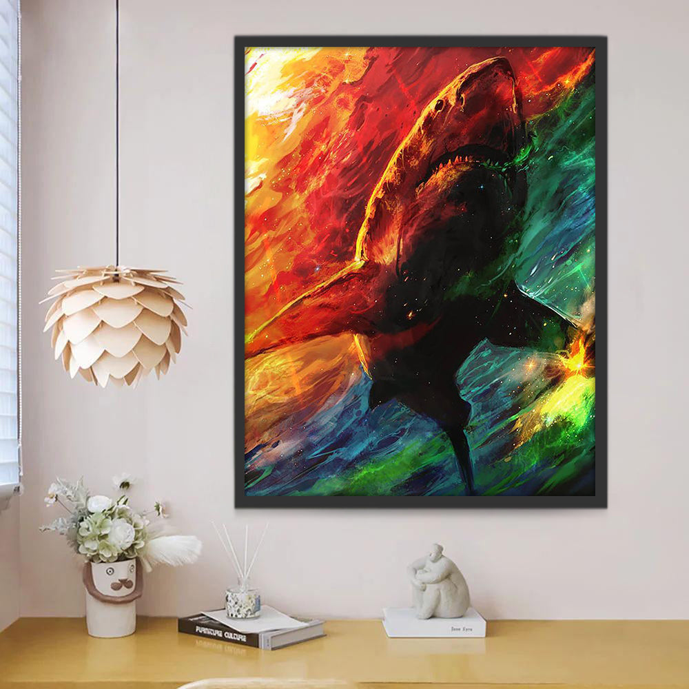 Requin Rouge et Vert Peinture par Numéros