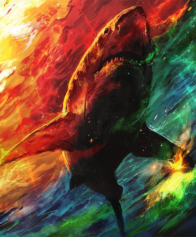 Requin Rouge et Vert Peinture par Numéros