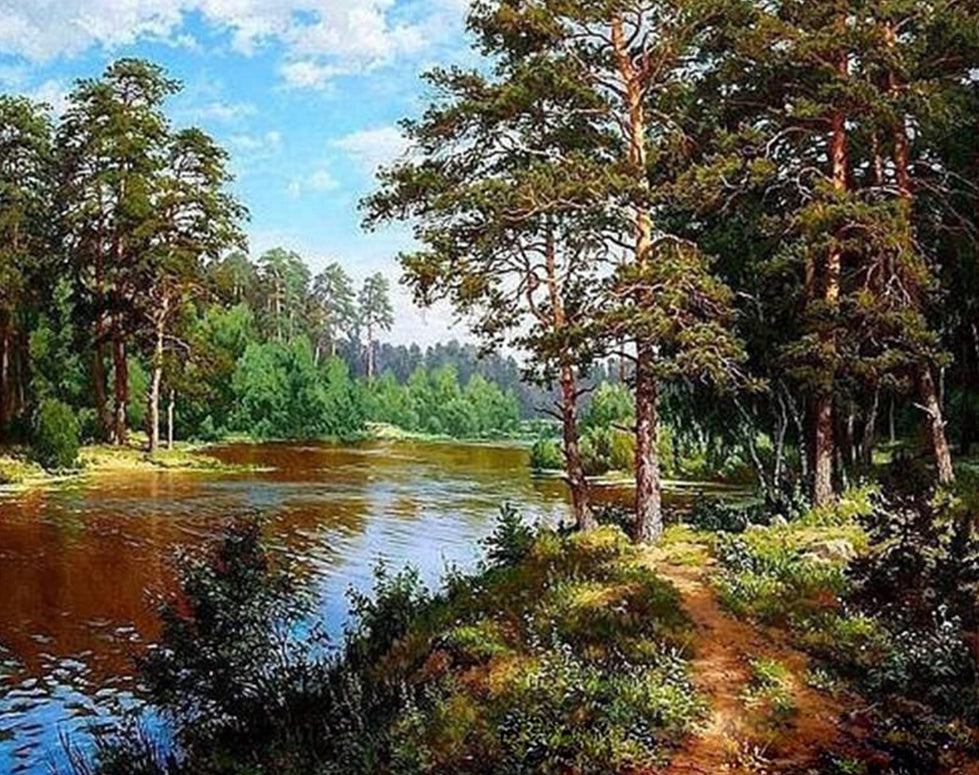 Ribière Rouge Peinture par Numéros