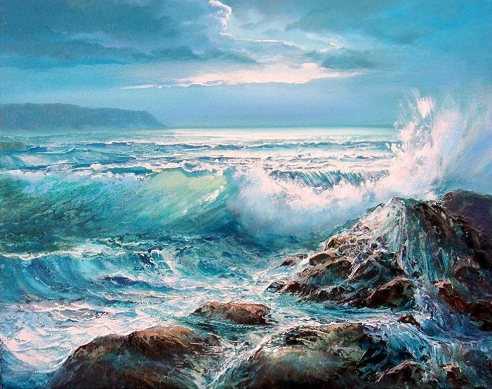 Roches et Vague Peinture par Numéros