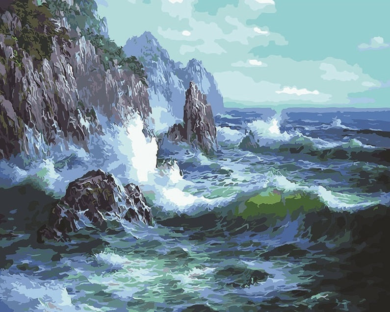 Roches et Vagues Peinture par Numéros