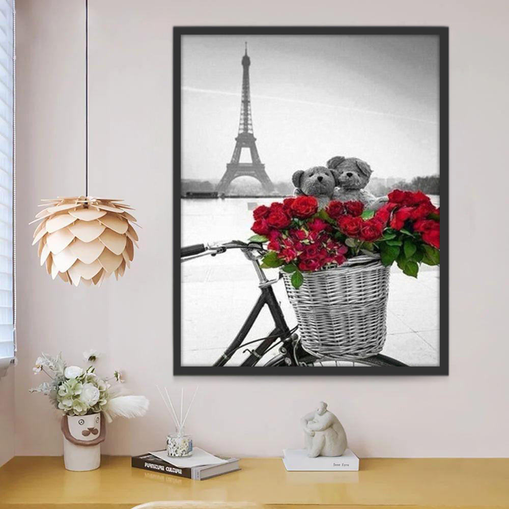 Rose avec Poupées et le Tour Eiffel Peinture par Numéros