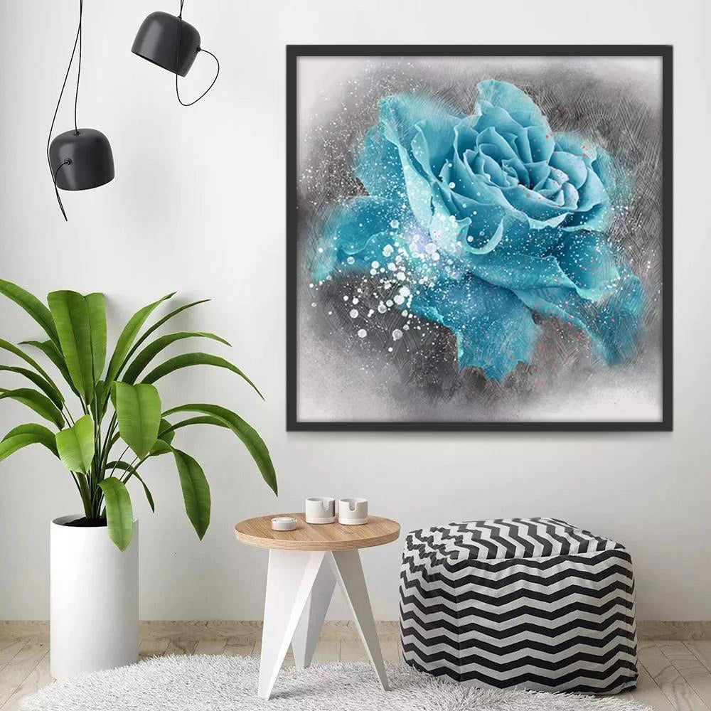 Rose Bleue Claire Peinture par Numéros