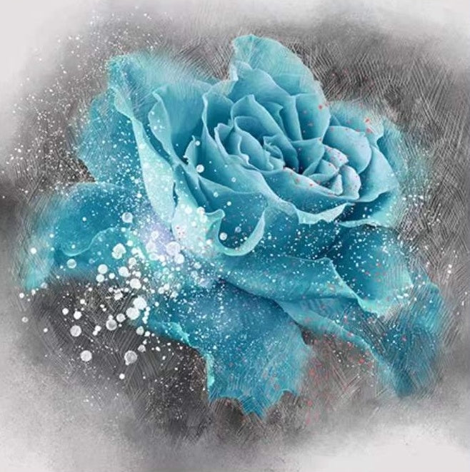 Rose Bleue Claire Peinture par Numéros