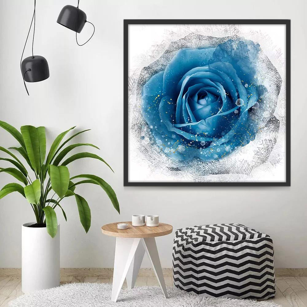 Rose Bleue Peinture par Numéros