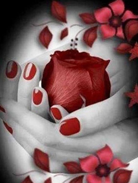 Rose et Vernis à Ongles Rouges Peinture par Numéros
