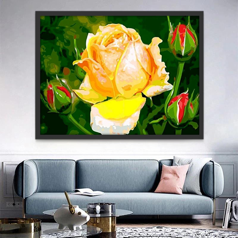 Rose Orange et Jaune Peinture par Numéros