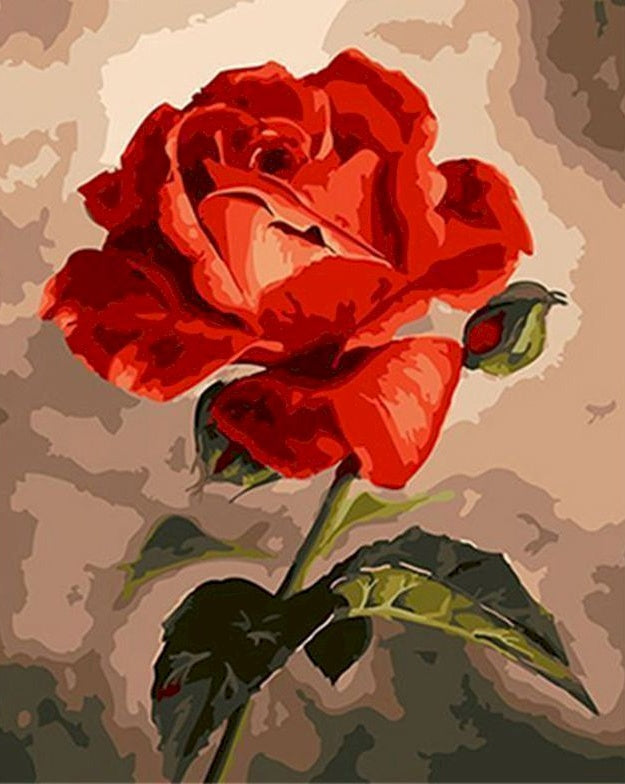 Rose Rouge Elégante Peinture par Numéros