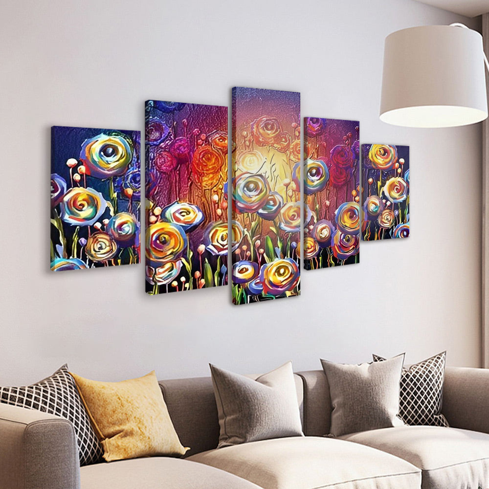 Roses Abstraites 5 Parties Peinture par Numéros