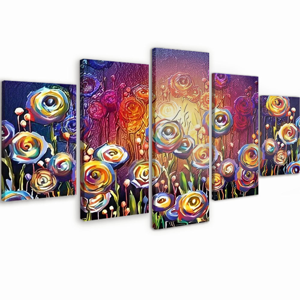 Roses Abstraites 5 Parties Peinture par Numéros