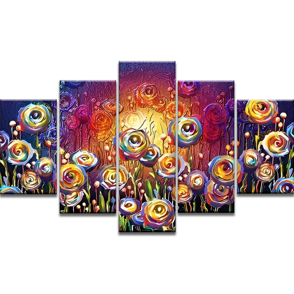Roses Abstraites 5 Parties Peinture par Numéros