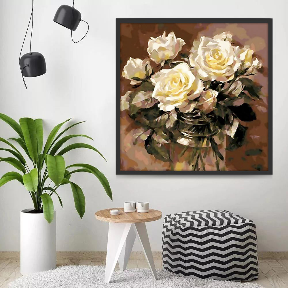Roses Blanches Peinture par Numéros