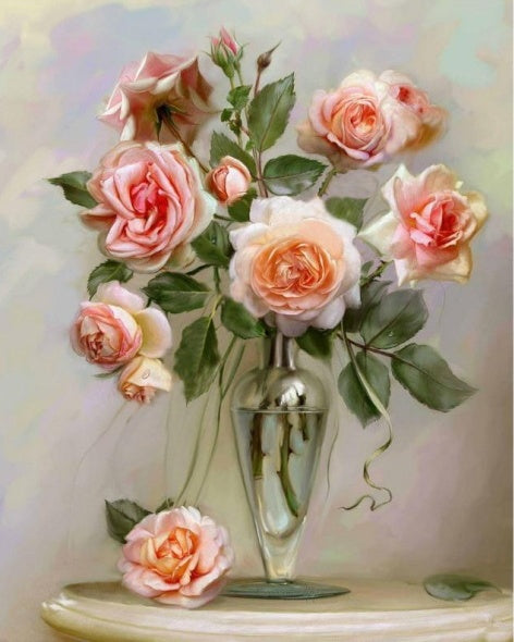 Roses dans le Vase Peinture par Numéros