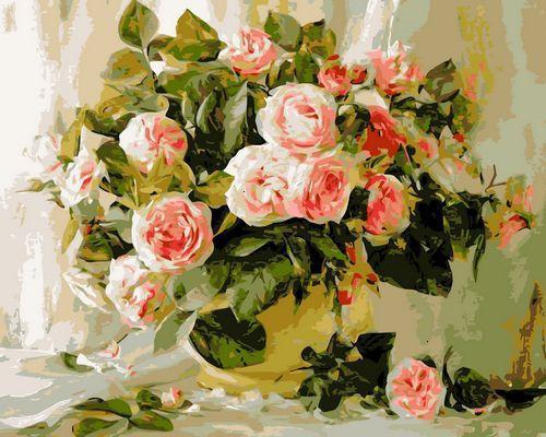 Roses de Couleur Rose Peinture par Numéros