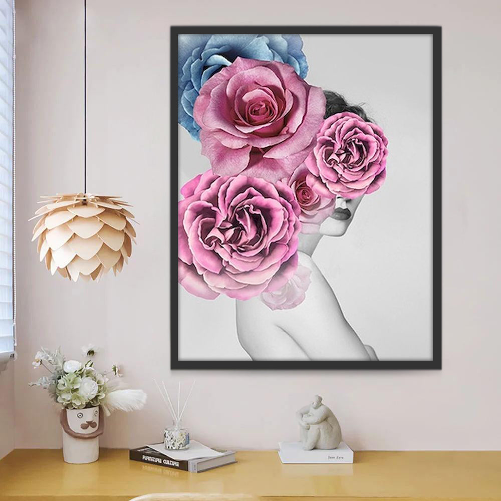 Roses et Femme Peinture par Numéros