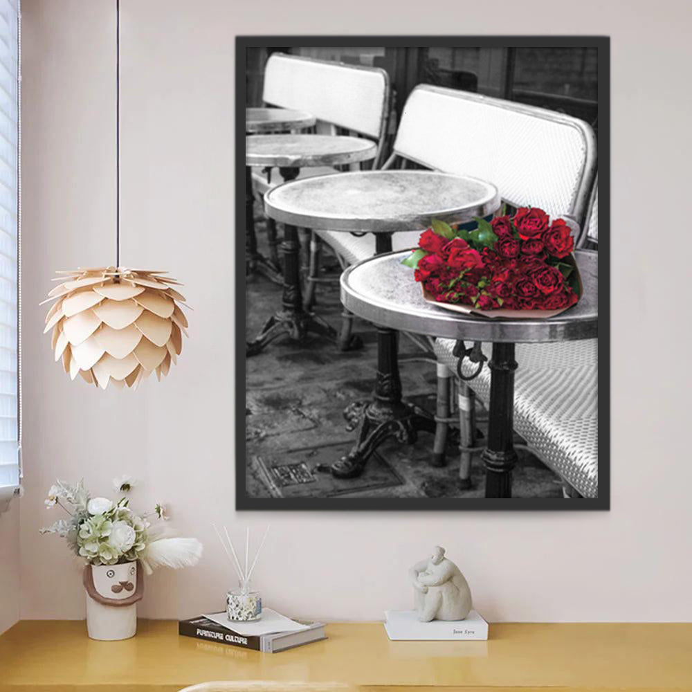 Roses et Table Chaise Peinture par Numéros