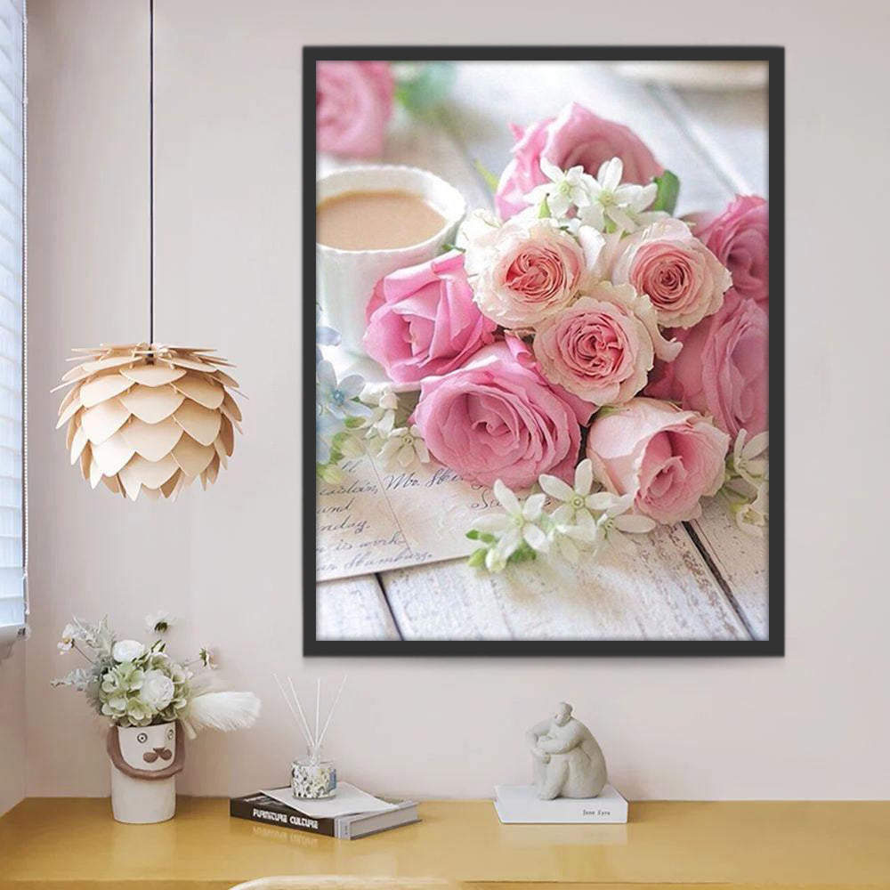 Roses et Thé au Lait Peinture par Numéros