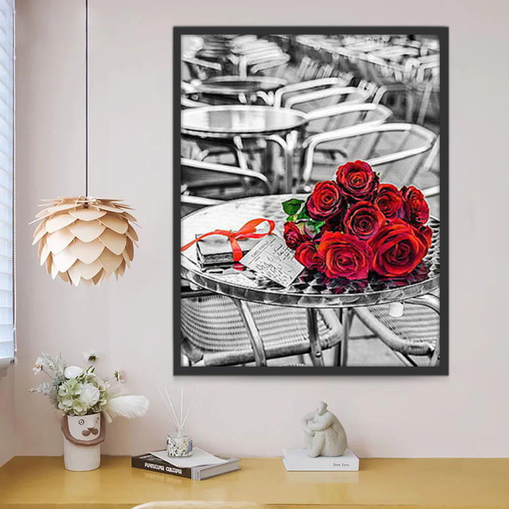 Roses Rouge sur la Table Peinture par Numéros