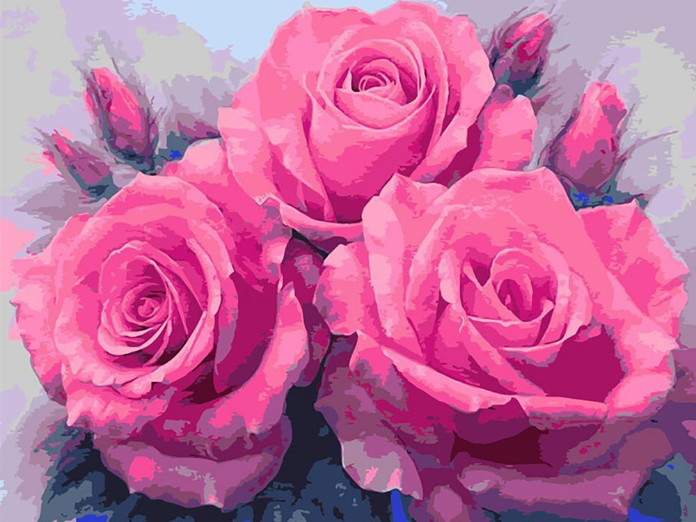 Roses Violettes Peinture par Numéros