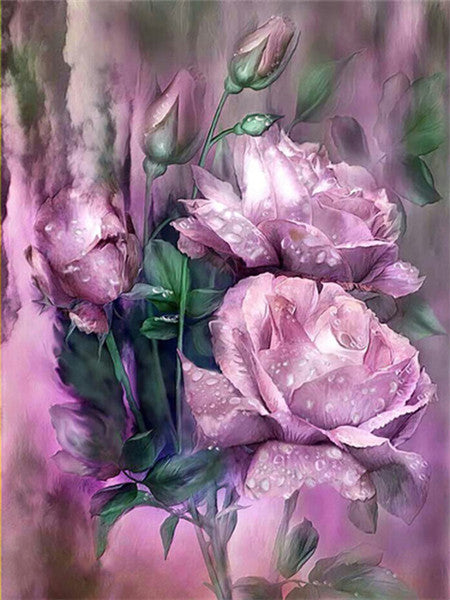 Roses Violettes Peinture par Numéros