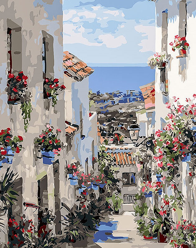 Route dans le Village Peinture par Numéros