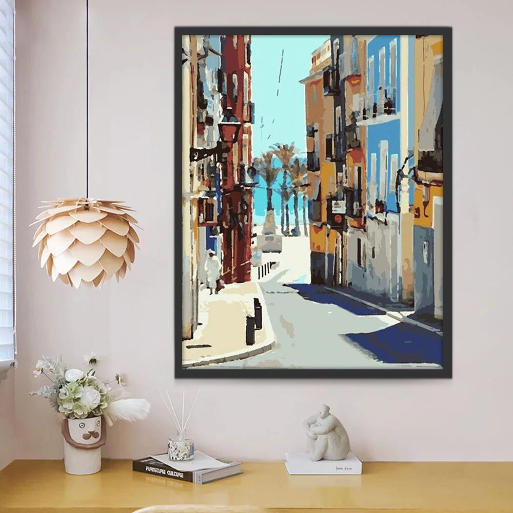 Rue à Madrid Peinture par Numéros
