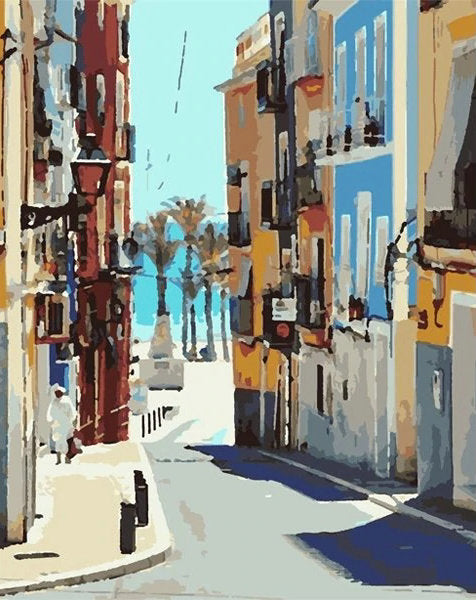Rue à Madrid Peinture par Numéros