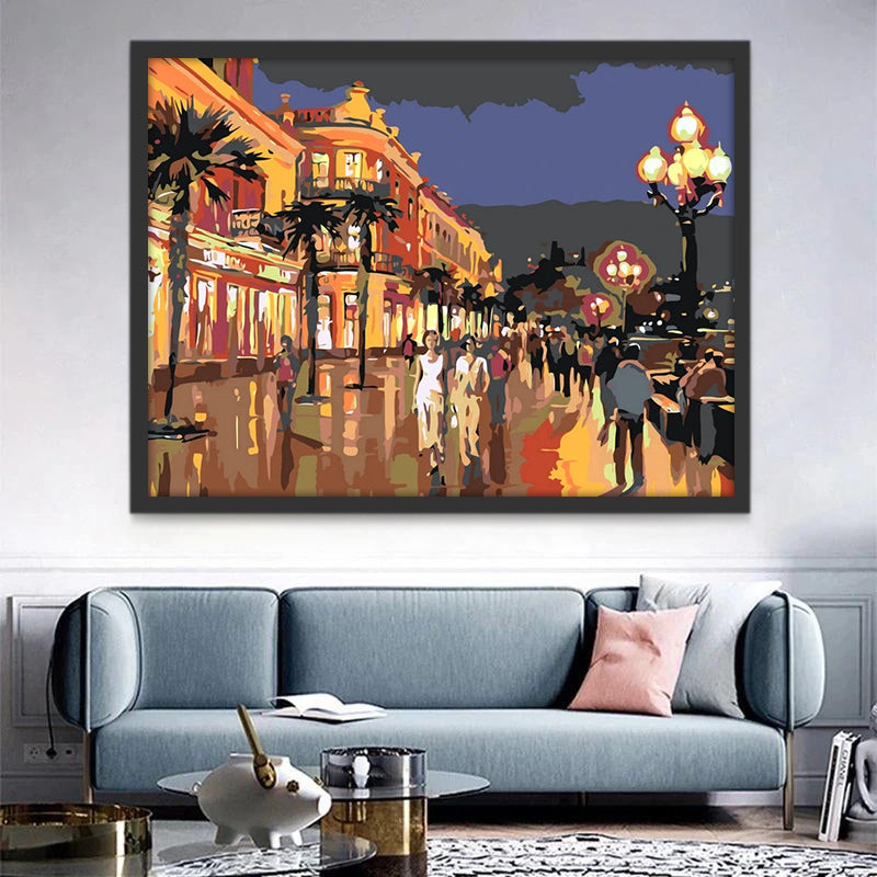 Rue de Nuit à Hong Kong Peinture par Numéros