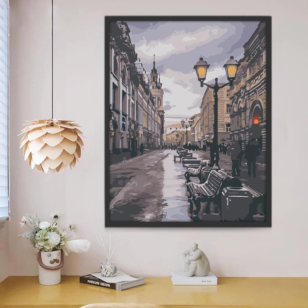 Rue de nuit à Moscou Peinture par Numéros