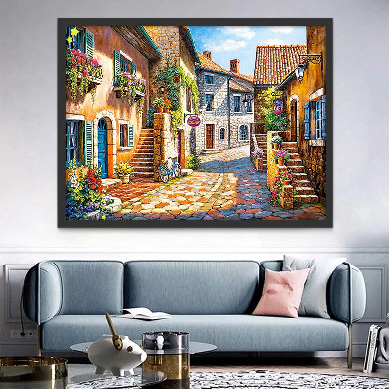 Rue de Village Peinture par Numéros