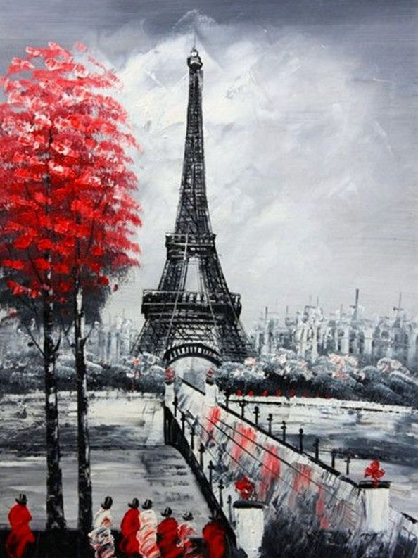 Rue et la Tour Eiffel Peinture par Numéros