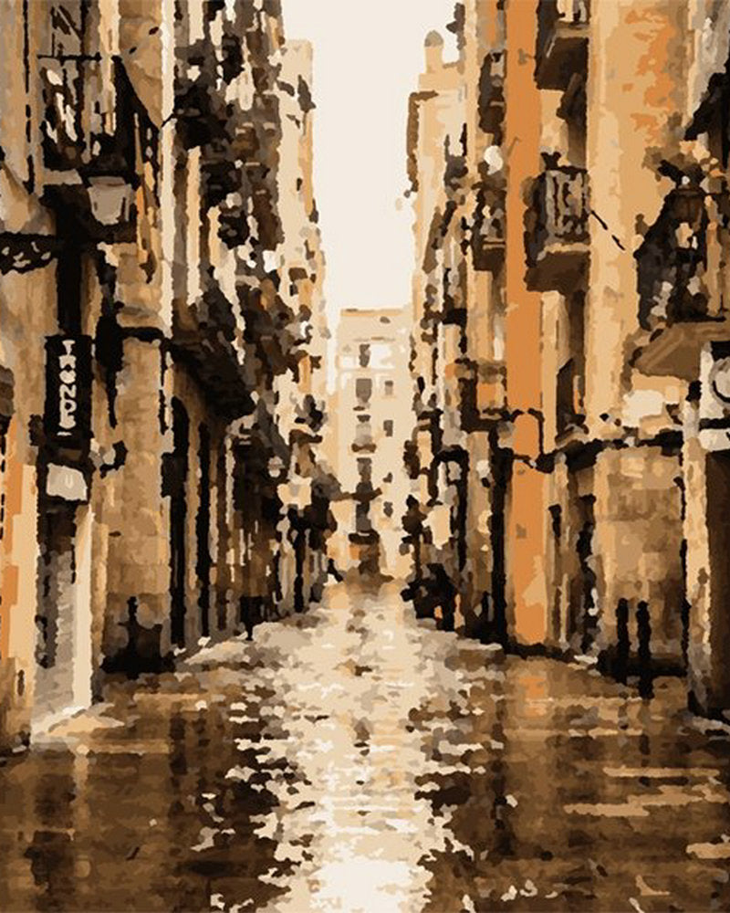 Rue Italienne sous la Pluie Peinture par Numéros
