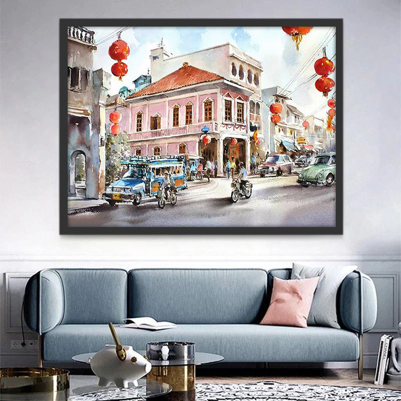 Rue Lanterne Peinture par Numéros