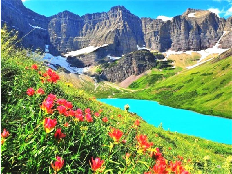Ruisseau Bleu et Montagnes Peinture par Numéros