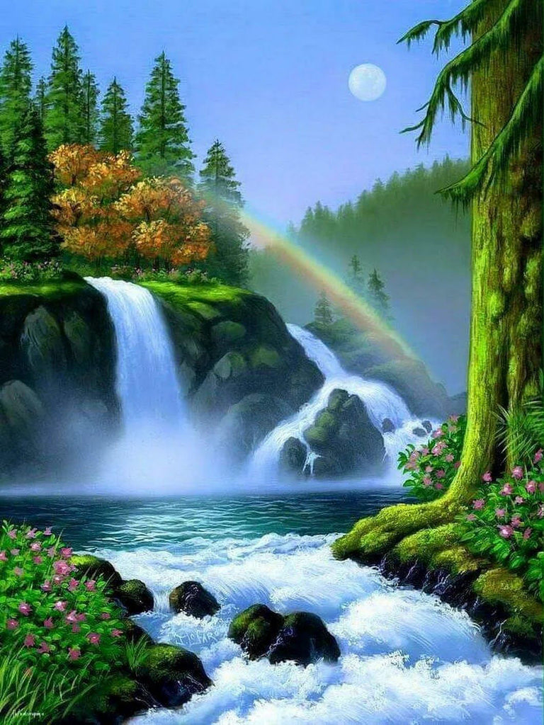 Ruisseau et Arc-en-Ciel Peinture par Numéros