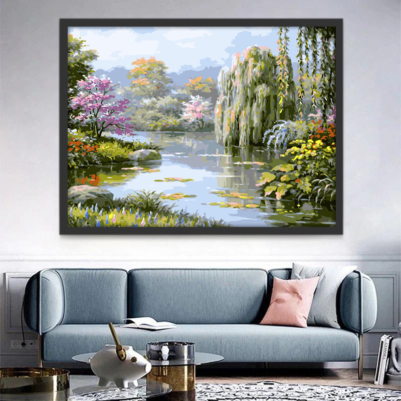 Ruisseau et Fleurs Peinture par Numéros